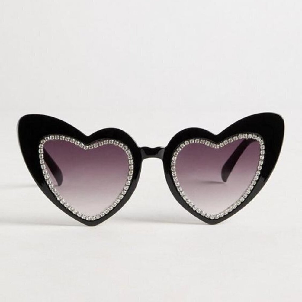 Torrid - Rhinestone Cat Eye Smoke Lenses Sunglasses in Black